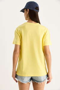 Kadın Blueberries Baskılı Bisiklet Yaka %100 Pamuklu T-Shirt 6702 60283451 - Sarı