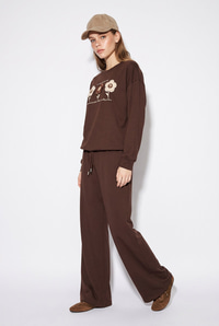Kadın Boncuk ve Pul İşlemeli Çiçek Aplikeli Oversize Sweat Bol Pantolon Pamuk Modal Takım 2265 60286491 - Acı Kahve ALT - ÜST TAKIM modelleri
