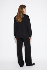 Kadın Boncuk ve Pul İşlemeli Çiçek Aplikeli Oversize Sweat Bol Pantolon Pamuk Modal Takım 2265 60286491 - Siyah ALT - ÜST TAKIM modelleri