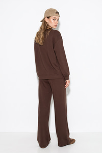 Kadın Boncuk ve Pul İşlemeli Çiçek Aplikeli Oversize Sweat Bol Pantolon Pamuk Modal Takım 2265 60286491 - Acı Kahve ALT - ÜST TAKIM modelleri