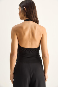 Kadın Boyundan Geçmeli Tokalı Drape Detaylı Bluz 2306 60286194 - Siyah BLUZ modelleri