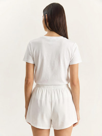 Kadın Brode Detaylı Bisiklet Yaka Basic T-Shirt 7545 60283954 - Beyaz T-SHİRT modelleri