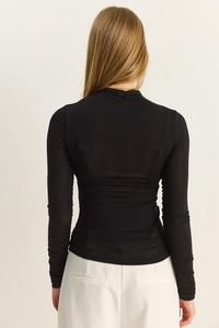 Kadın Büzgülü Uzun Kollu Soft Touch Bluz 1036 60283902 - Siyah BLUZ modelleri