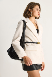 Kadın Cep Detaylı Astarlı Kemerli Peluş Dokulu Blazer Ceket 2761 60281110 - Krem CEKET modelleri