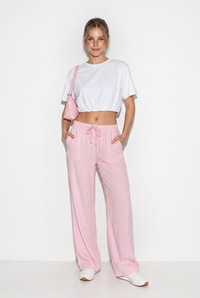 Kadın Cep Detaylı Beli Lastikli Bağlama Detaylı Yazlık Liyosel Pantolon YP5424 60283375 - Pembe PANTOLON modelleri