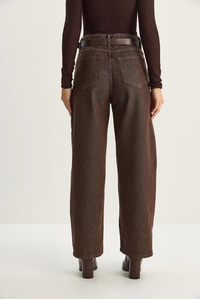 Kadın Cep Detaylı Kemerli Baggy Denim Pantolon 5288 60283781 - Kahverengi PANTOLON modelleri