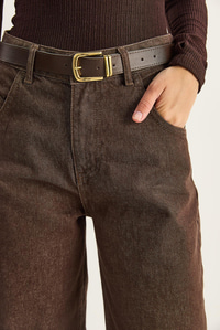 Kadın Cep Detaylı Kemerli Baggy Denim Pantolon 5288 60283781 - Kahverengi PANTOLON modelleri