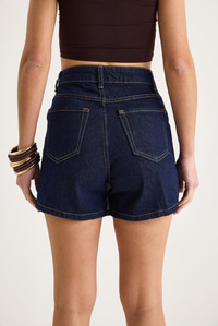 Kadın Cep Detaylı Kruvaze Kapamalı Denim Şort Etek 8017 60283266 - Lacivert