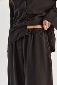 Kadın Çin Düğmeli Oversize Bluz Lastik Paça Şalvar Pantolon Takım 1118 60286546 - Acı Kahve ALT - ÜST TAKIM modelleri
