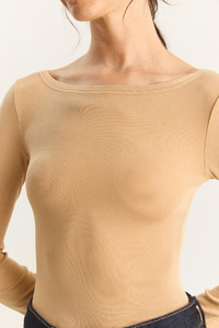 Kadın Cotton Kayık Yaka Bluz 6025 60283832 - Bej BLUZ modelleri