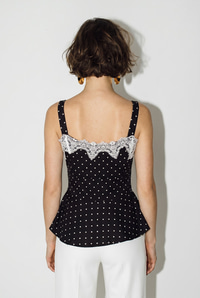 Kadın Dantel Detaylı Askılı Puantiyeli Peplum Bluz 5557 60286338 - Siyah-Beyaz BLUZ modelleri