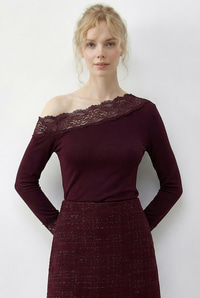 Kadın Dantel Detaylı Madonna Yaka Bluz 1063 60286036 - Bordo BLUZ modelleri