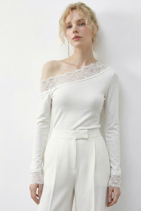 Kadın Dantel Detaylı Madonna Yaka Bluz 1063 60286036 - Beyaz BLUZ modelleri