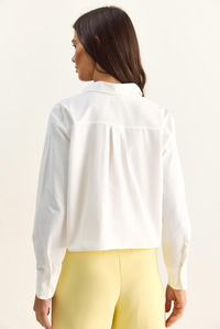 Kadın Dantel Detaylı Poplin Crop Gömlek DG261024 60286098 - Beyaz GÖMLEK modelleri