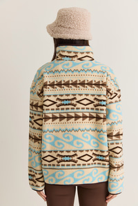 Kadın Desenli Dik Yaka Cep Detaylı Biyeli Fermuarlı Polar Sweatshirt 4219 60286646 - Krem-Kahverengi SWEATSHİRT modelleri