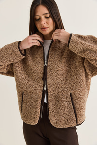 Kadın Dik Yaka Cep Detaylı Biyeli Çift Fermuarlı Oversize Teddy Polar Sweat 2970 60286656 - Sütlü Kahve SWEATSHİRT modelleri