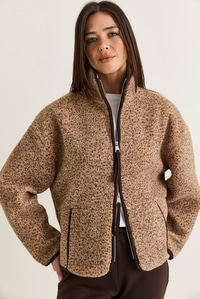 Kadın Dik Yaka Cep Detaylı Biyeli Çift Fermuarlı Oversize Teddy Polar Sweat 2970 60286656 - Sütlü Kahve SWEATSHİRT modelleri