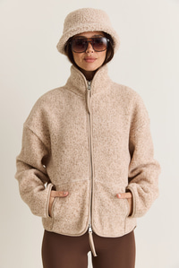 Kadın Dik Yaka Cep Detaylı Biyeli Çift Fermuarlı Oversize Teddy Polar Sweat 2970 60286656 - Bej SWEATSHİRT modelleri