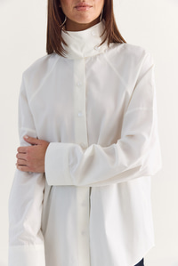 Kadın Dik Yaka Düğmeli Oversize Poplin Gömlek 5544 60286756 - Beyaz GÖMLEK modelleri