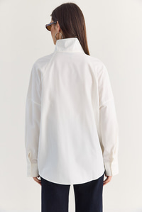 Kadın Dik Yaka Düğmeli Oversize Poplin Gömlek 5544 60286756 - Beyaz GÖMLEK modelleri