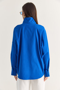 Kadın Dik Yaka Düğmeli Oversize Poplin Gömlek 5544 60286756 - Saks GÖMLEK modelleri