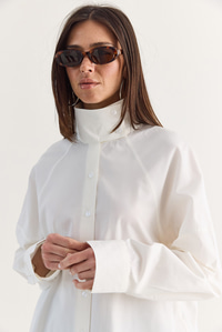 Kadın Dik Yaka Düğmeli Oversize Poplin Gömlek 5544 60286756 - Beyaz GÖMLEK modelleri