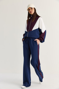 Kadın Dik Yaka Fermuarlı Garnili Oversize Hırka Bol Pantolon Modal Takım 8123 60286515 - Lacivert ALT - ÜST TAKIM modelleri