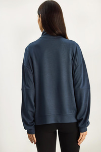 Kadın Dik Yaka Yarım Fermuarlı Cep Detaylı Oversize Modal Sweatshirt 60601053 - Füme SWEATSHİRT modelleri