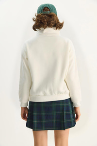 Kadın Dik Yaka Yarım Fermuarlı İçi Polarlı Crop Sweatshirt 1808 60283713 - Beyaz SWEATSHİRT modelleri