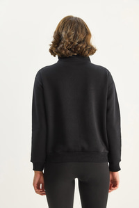 Kadın Dik Yaka Yarım Fermuarlı İçi Polarlı Crop Sweatshirt 1808 60283713 - Siyah SWEATSHİRT modelleri