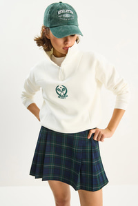 Kadın Dik Yaka Yarım Fermuarlı İçi Polarlı Crop Sweatshirt 1808 60283713 - Beyaz SWEATSHİRT modelleri