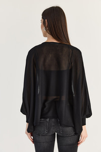 Kadın Düğme Kapalı Oversize Merserize Triko Pelerin Bluz 2869 60286538 - Siyah BLUZ modelleri