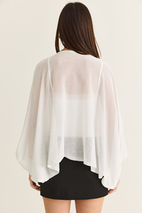 Kadın Düğme Kapalı Oversize Merserize Triko Pelerin Bluz 2869 60286538 - Ekru BLUZ modelleri