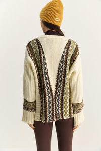 Kadın Etnik Desenli Oversize Bisiklet Yaka Kalın Triko Kazak 2529 60283875 - Krem KAZAK modelleri