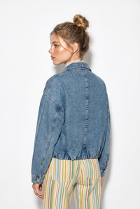 Kadın Fermuarlı Kemer Detaylı Oversize Denim Ceket 3667 60286206 - Buz Mavisi CEKET modelleri