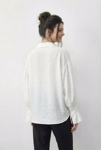 Kadın Fırfır Manşet Detaylı Oversize Gömlek 533 60286029 - Beyaz GÖMLEK modelleri
