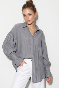 Kadın Fırfır Manşet Detaylı Oversize Gömlek 533 60286029 - Füme GÖMLEK modelleri