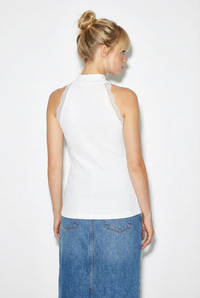 Kadın Fitilli Dantel Detaylı Halter Yaka Bluz 1082 60286070 - Beyaz BLUZ modelleri