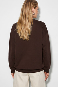 Kadın Fiyonk Baskılı Taş Detaylı Oversize Üç İplik Sweatshirt 2283 60286479 - Acı Kahve SWEATSHİRT modelleri