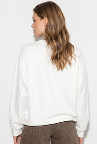 Kadın Fiyonk Baskılı Taş Detaylı Oversize Üç İplik Sweatshirt 2283 60286479 - Beyaz SWEATSHİRT modelleri