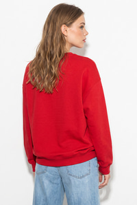 Kadın Fiyonk Baskılı Taş Detaylı Oversize Üç İplik Sweatshirt 2283 60286479 - Kırmızı SWEATSHİRT modelleri