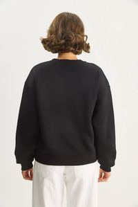 Kadın Fiyonk Nakışlı Kurdele Aksesuarlı Üç İplik Şardonlu Sweatshirt 60601048 - Siyah SWEATSHİRT modelleri