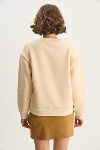 Kadın Fiyonk Nakışlı Kurdele Aksesuarlı Üç İplik Şardonlu Sweatshirt 60601048 - Bej SWEATSHİRT modelleri