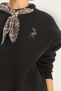 Kadın Fular Detaylı Ceylan Naıkışlı Üç İplik Şardonlu Oversize Sweatshirt 6916 60283615 - Siyah SWEATSHİRT modelleri