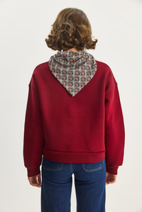 Kadın Fular Detaylı Ceylan Naıkışlı Üç İplik Şardonlu Oversize Sweatshirt 6916 60283615 - Bordo SWEATSHİRT modelleri