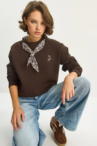 Kadın Fular Detaylı Ceylan Naıkışlı Üç İplik Şardonlu Oversize Sweatshirt 6916 60283615 - Acı Kahve SWEATSHİRT modelleri