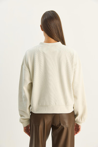 Kadın Fular Detaylı Pamuklu Ottoman Sweatshirt 6931 60283689 - Bej SWEATSHİRT modelleri
