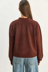 Kadın Fular Detaylı Pamuklu Ottoman Sweatshirt 6931 60283689 - Acı Kahve SWEATSHİRT modelleri