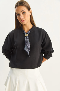 Kadın Fular Detaylı Pamuklu Ottoman Sweatshirt 6931 60283689 - Siyah SWEATSHİRT modelleri