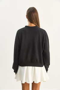 Kadın Fular Detaylı Pamuklu Ottoman Sweatshirt 6931 60283689 - Siyah SWEATSHİRT modelleri